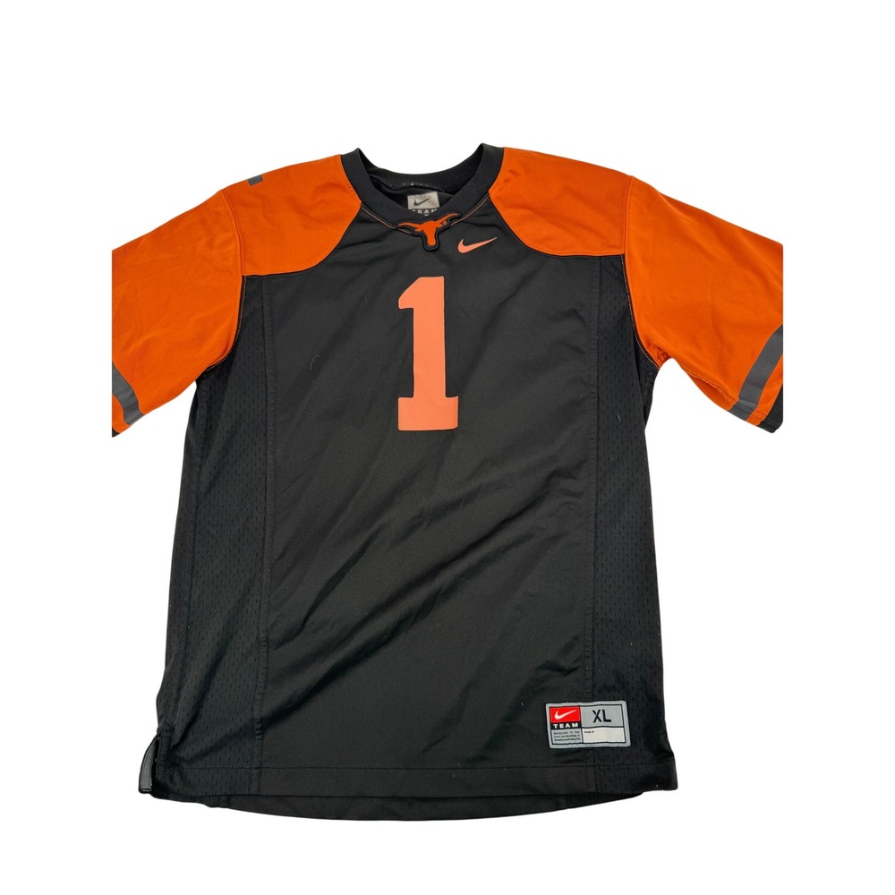 Nike Texas Longhorns Football Jersey Mens 40 inch XL Black Orange #1 Fan Gear